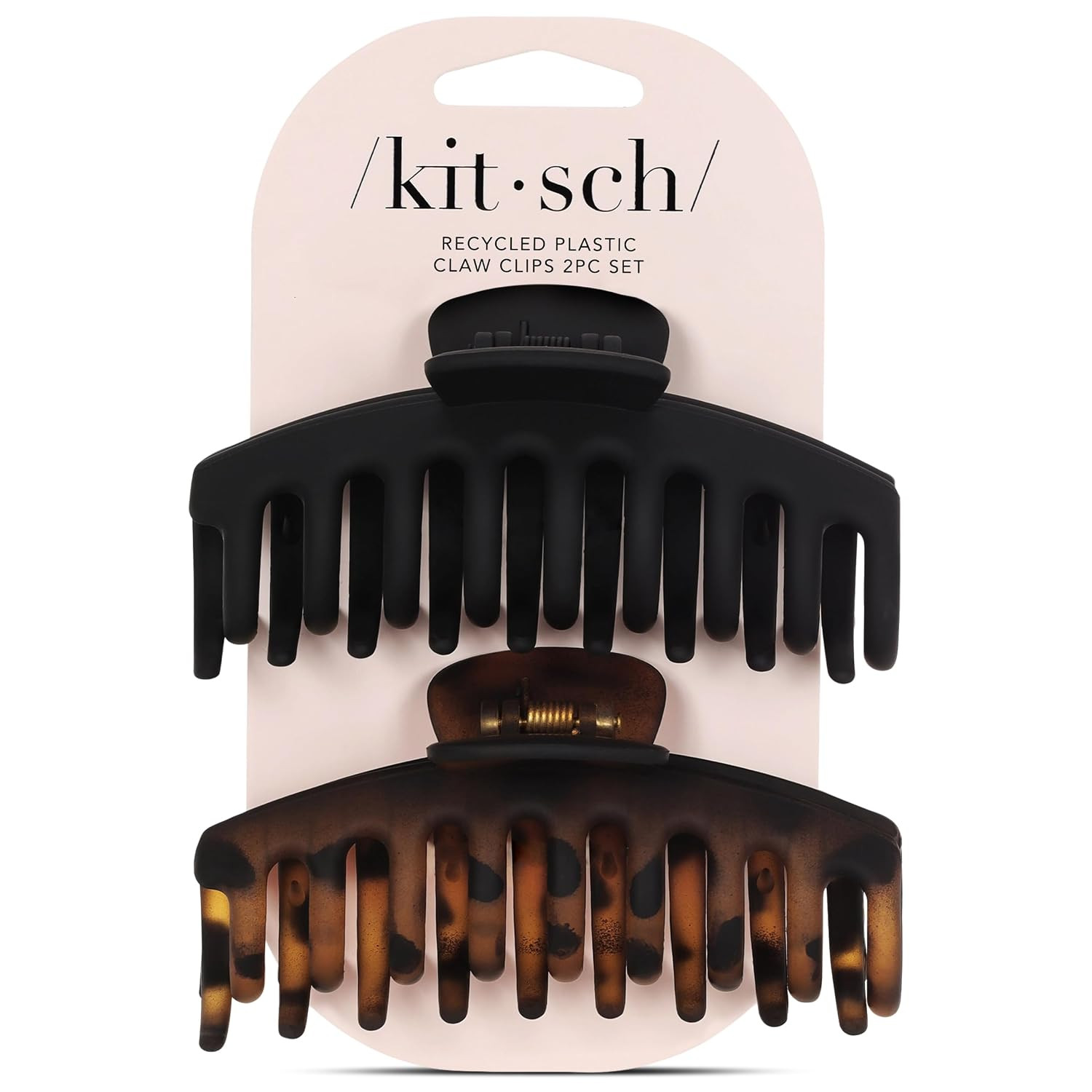 Kitsch Large Hair Clips For Women - Durable Recycled Plastic Claw Clips for Styling & Updos | Secure All-Day Hold, Comfortable Fit - Black & Tortoise | Ideal Gifts for Women, 2pcs | Amazon (US)