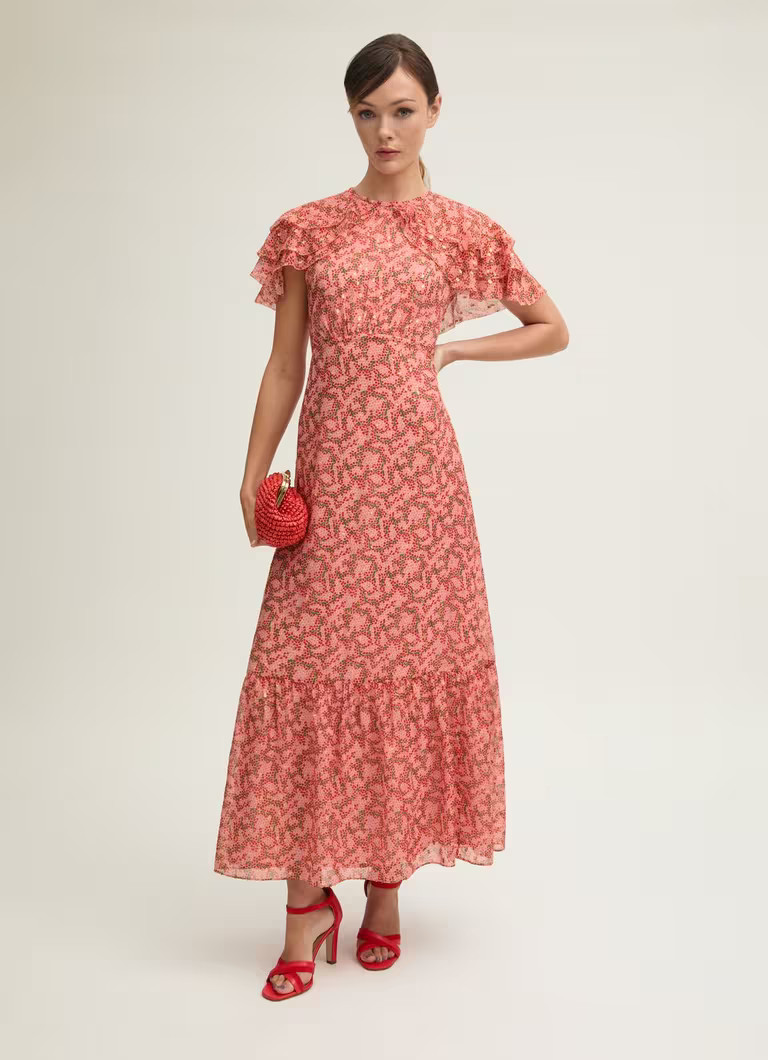 Billie Soft Pink Blossom Silk Print Dress | L.K. Bennett (UK)