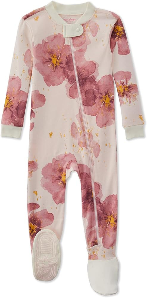 Burt's Bees Baby Baby Girls' Sleeper Pajamas, Zip Front Non-slip Footed Sleeper Pjs, 100% Organic... | Amazon (US)
