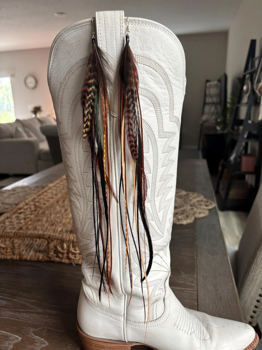 Feather Earrings, Long Hair Feather Earrings, Western Earrings, Festival Feather Earrings, Hand-t... | Etsy (US)