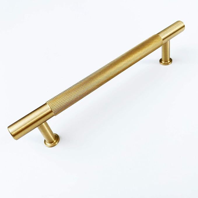 Knurled Texture Solid Brass Knurled Hardware Cabinet T-Bar Pull Handles - Round Bar Series - Brus... | Amazon (US)