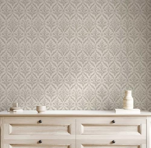 YXTII Vintage Peel and Stick Wallpaper Beige Wallpaper for Bedroom Vintage Floral Wallpaper Boho French Wallpaper Antique Wallpaper Contact Paper for Cabinets Walls 118.1" x 17.3" | Amazon (US)