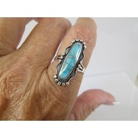 Genuine Turquoise Ring>925 Sterling Silver Turquoise Ring, Turquoise Ring, Southwestern Ring, Sterling Native Ring, Long Ring | Etsy (US)