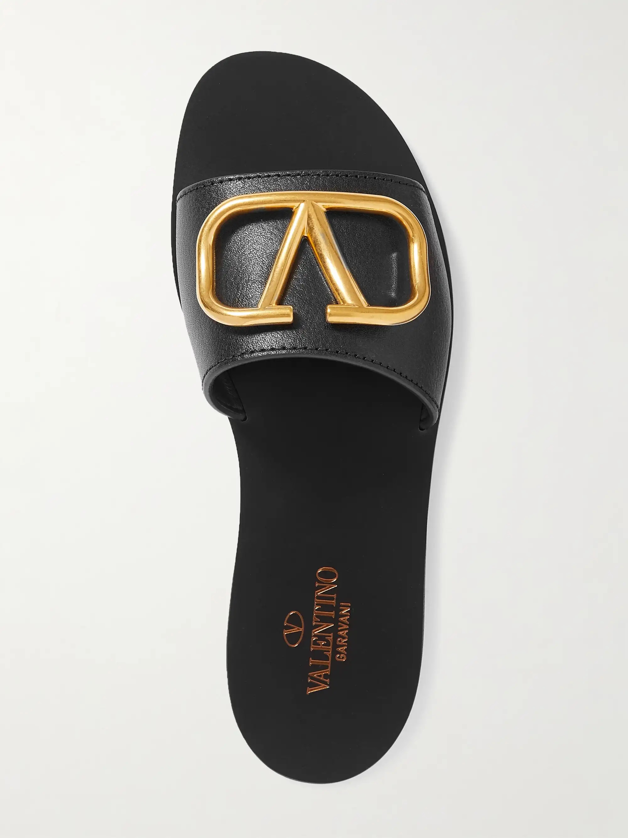 Valentino Garavani VLOGO textured-leather slides | NET-A-PORTER (US)