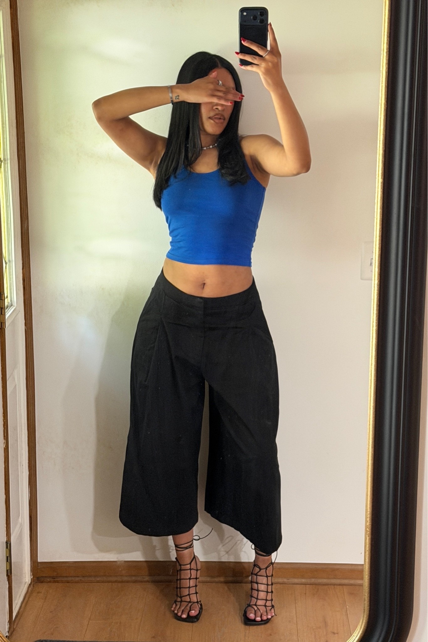 wearing a medium in the pants. Top is thrifted but I tagged some similar. Heels are Rick Owens but sold out 🥲
summer outfits. date night outfits. wide leg pants. capris. Cropped pants. Culottes.

#LTKootd