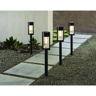 Clermont 15 Lumen Black LED Weather Resistant Outdoor Solar Path Light with Glass Lens (4-Pack) | The Home Depot