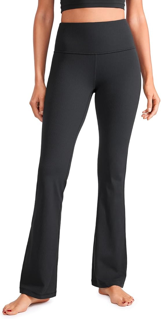 CRZ YOGA Womens Ribbed High Waist Flare Leggings 31" - Bootcut Wide Leg Yoga Pants with Pocket So... | Amazon (US)