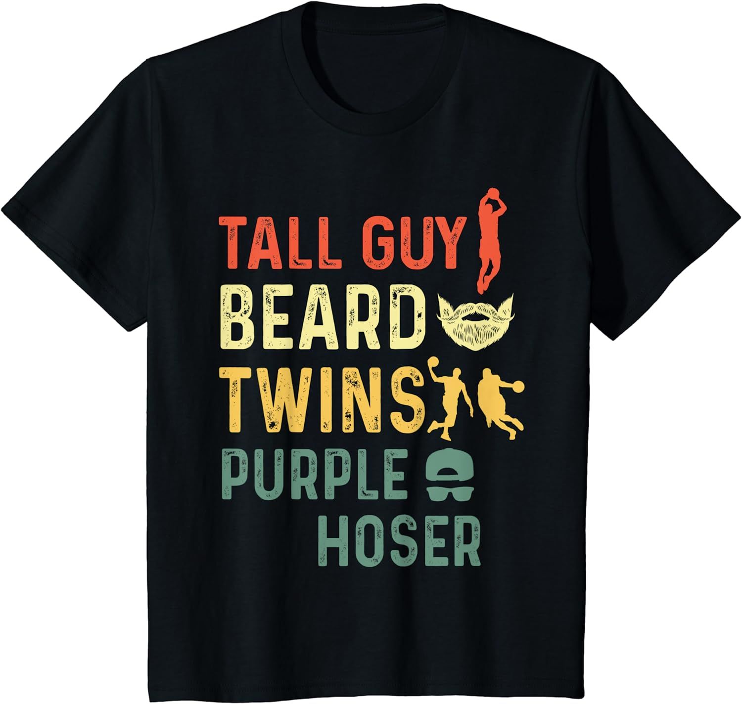 Perfect for kids dude-TALL GUY BEARD TWINS PURPLE HOSER T-Shirt | Amazon (US)