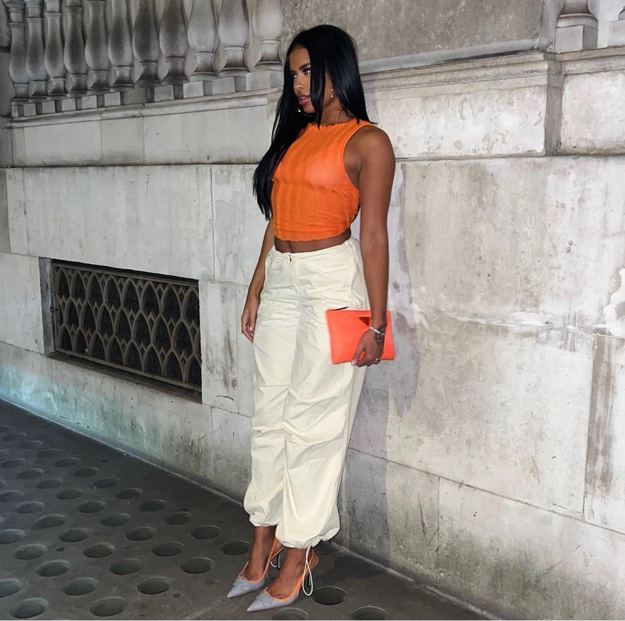 Spring outfit ideas, streetwear, cargo pants, parachute pants, sling back heels, ribbed top, orange crop top, cream
Trousers, pointed heels, street style, Y2k, urban outfitters, diesel, Stradivarius, Karen millen 

#LTKeurope #LTKSeasonal #LTKfit