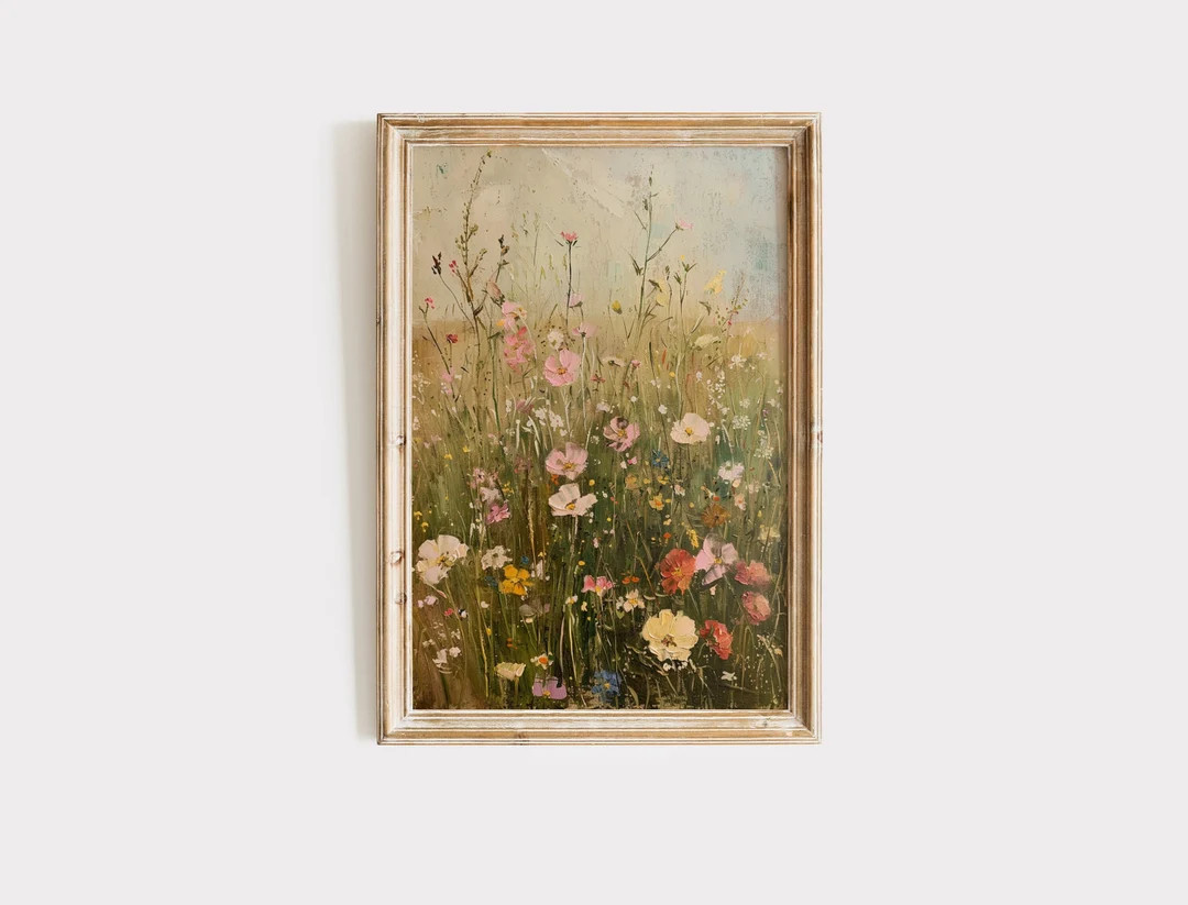 Vintage Wildflower Painting Download, Floral Artful Art, Wall Print, Spring Printable Decor, Girl... | Etsy (US)