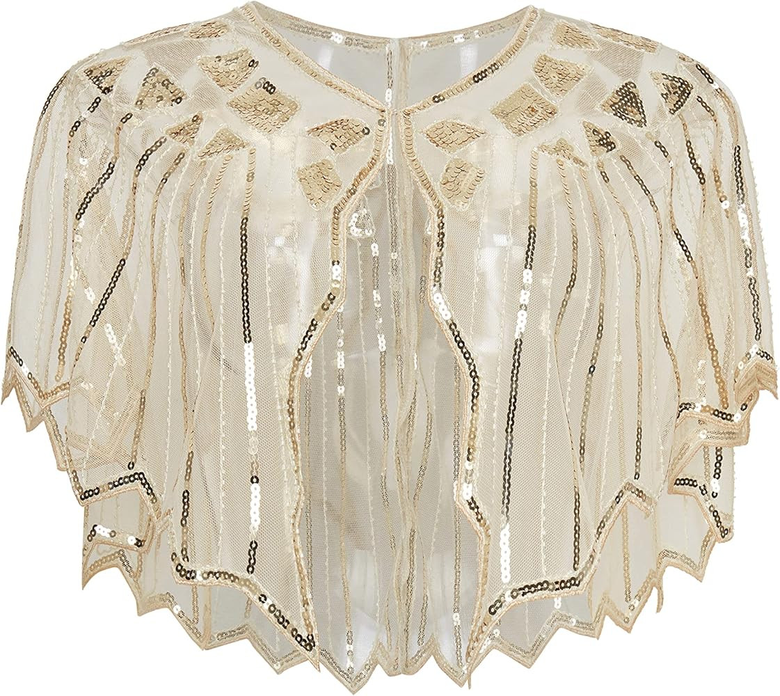BABEYOND 1920s Shawl Wraps Sequin Beaded Evening Cape Bridal Shawl | Amazon (US)
