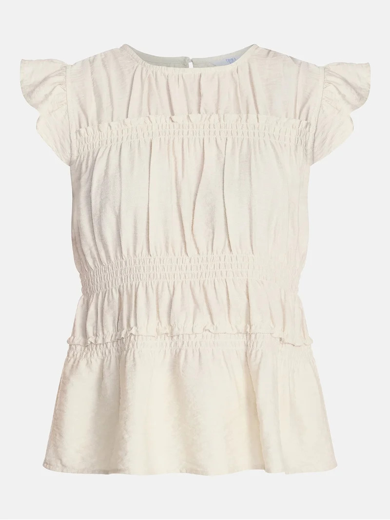 Time and Tru Women's Sleeveless Smocked Femme Top, Sizes XS-XXXL | Walmart (US)