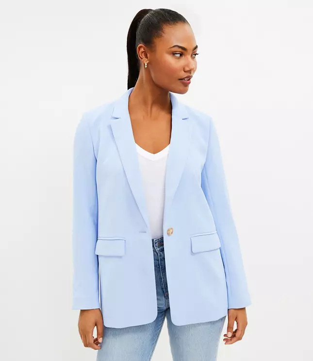 Petite Crepe Long Modern Blazer | LOFT