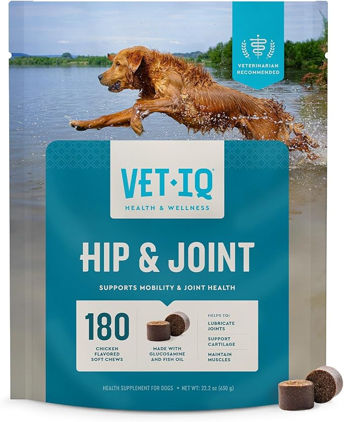 VetIQ Glucosamine Hip & Joint Supplement for Dogs, 180 Soft Chews, Joint Support Supplement with ... | Amazon (US)