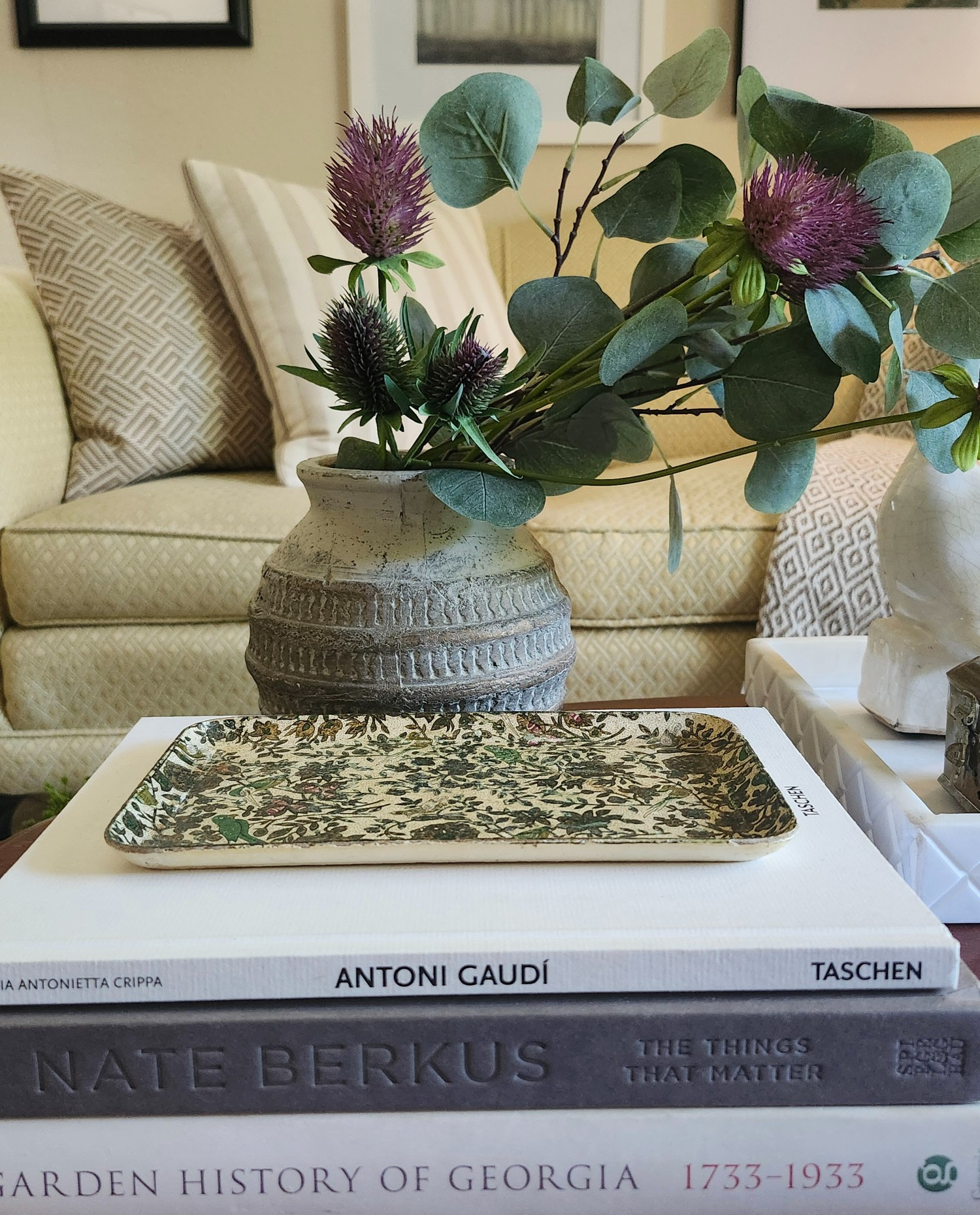 Coffee table decor. Living room. Vintage decor. Trinket box. Floral decorative box. Paper mache box. Textured vase. Neutral decor. Enamel tray. Catchall. Coffee table books

#LTKSeasonal #LTKHome #LTKSaleAlert