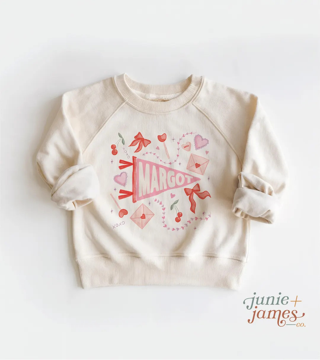 Personalized Valentine Name Pennant Toddler Sweatshirt - Valentine Coquette Bow Toddler Crewneck ... | Etsy (US)