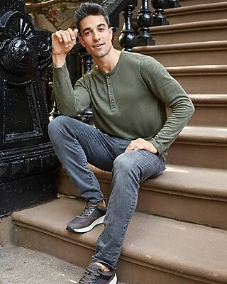Solid Double Knit Henley | Express