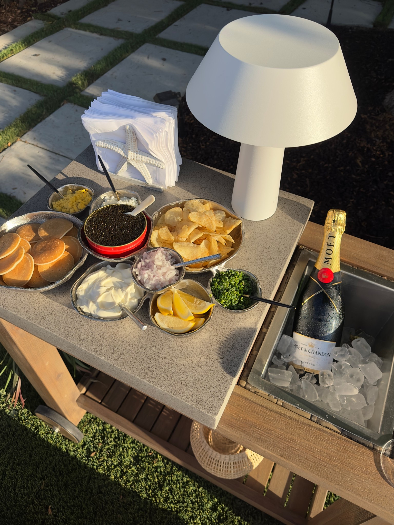 Caviar cart with our silver cluster bowls 🥂 

#LTKHome #LTKParties