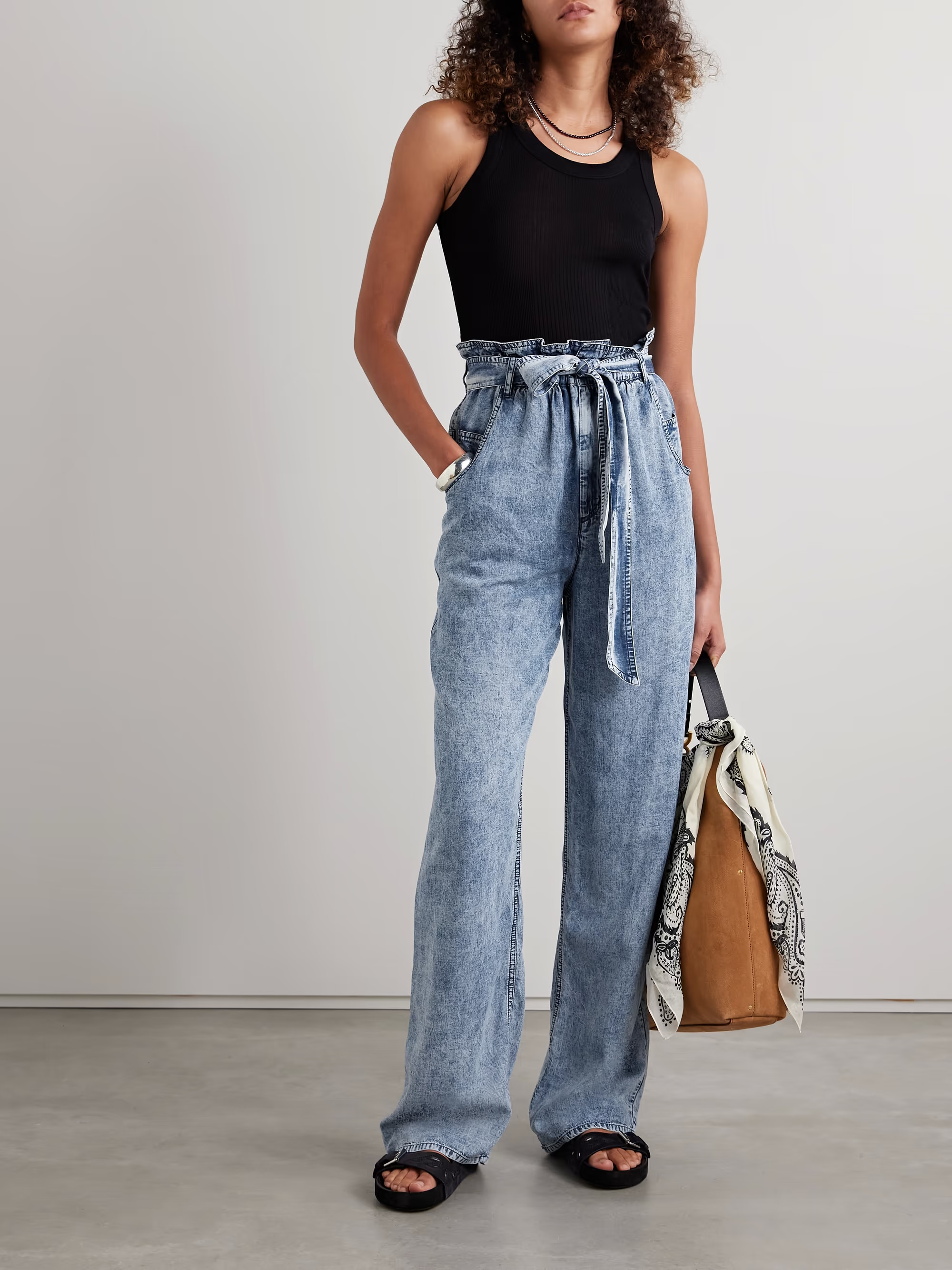 Priana belted Lyocell-chambray wide-leg pants | NET-A-PORTER (US)