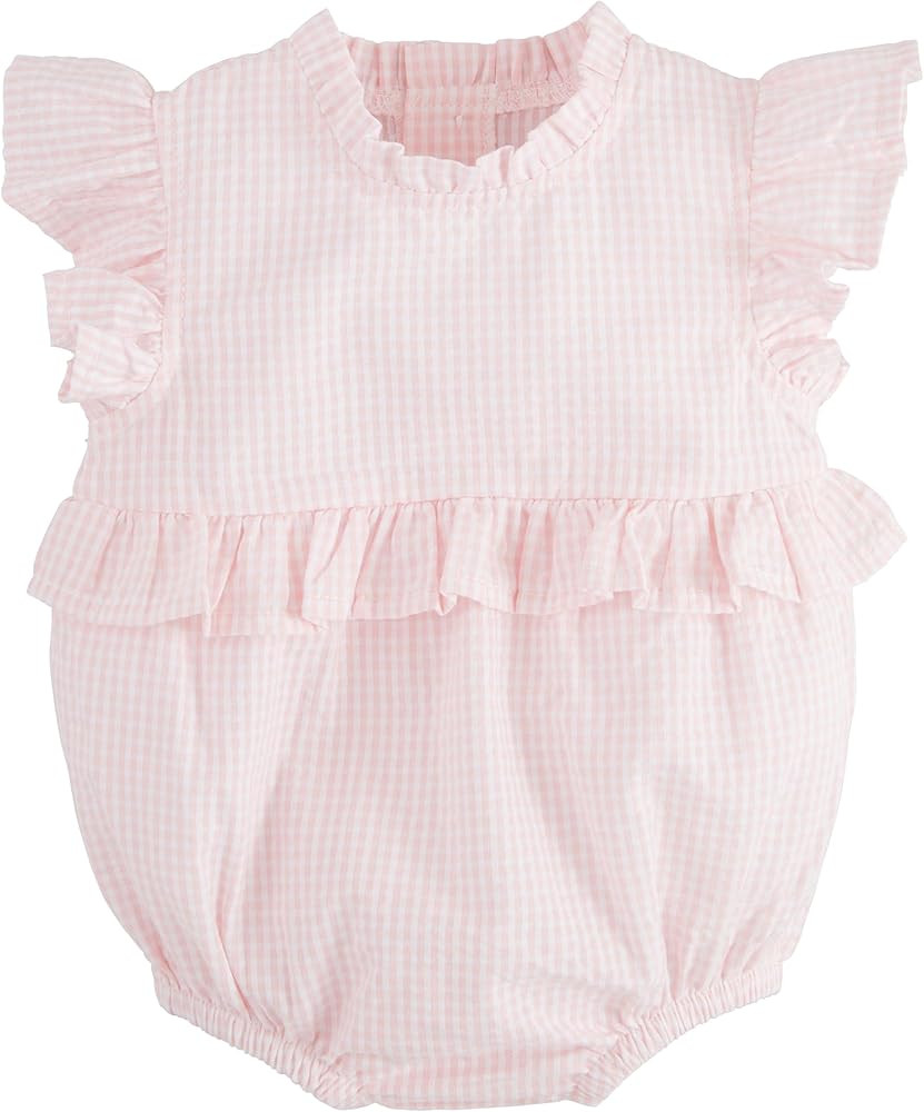 Mud Pie Baby Girls Children's Pink Check Ruffle Bubble | Amazon (US)