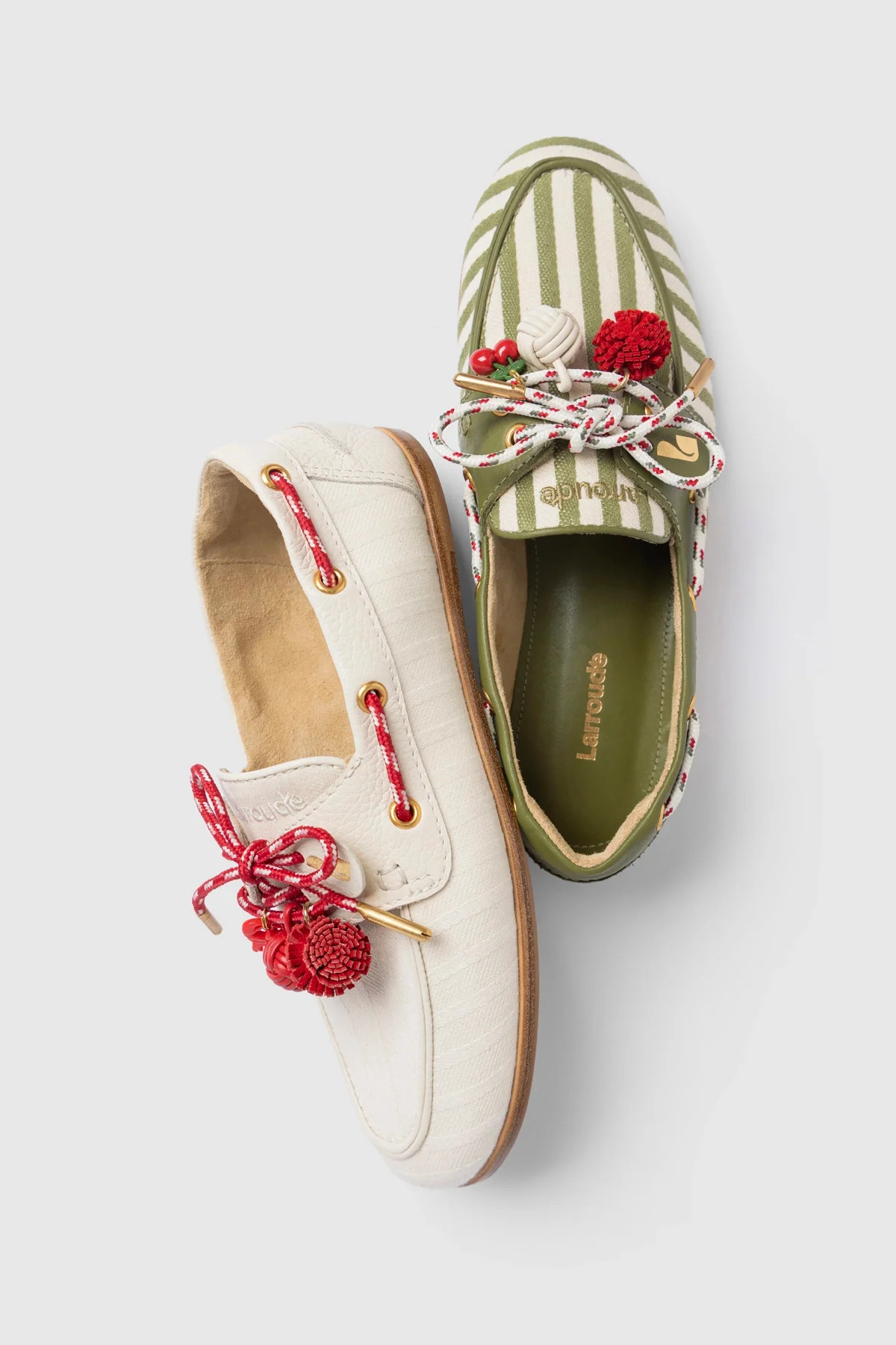 Cyprus Boat Shoe Ivory Striped Canva | Larroude