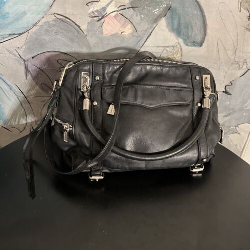 Rebecca Minkoff Cupid Leather Satchel Shoulder Lg. Handbag Blk W/Silver HW READ | eBay AU