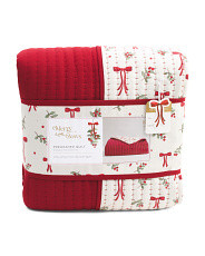 Reversible Holiday Bows Print Quilt | Bed & Bath | Marshalls | Marshalls