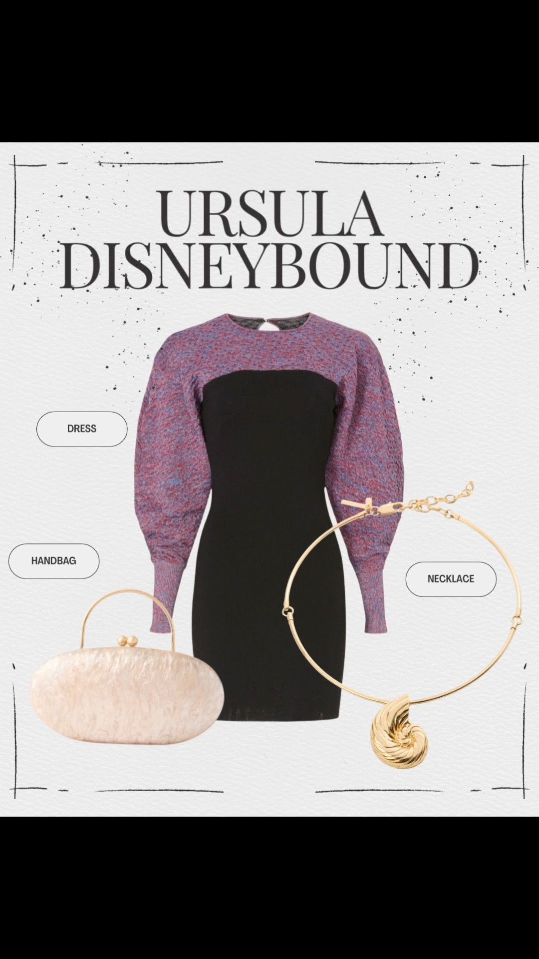 Serving Ursula energy for a night out 🐙✨

This Disneybound look is all about dark drama with a touch of sea-witch glam.

The contrasting sweater dress hugs in all the right places—cozy cable knit up top, sleek mini on the bottom—making it perfect for chilly nights when you still want that bold silhouette. The purple sleeves were basically made for an Ursula-inspired moment.

I finished the look with a sculptural gold shell necklace (because what’s a sea witch without a little treasure?) and a pearly acrylic top-handle bag for a modern, unexpected twist.

Everything here is from Rent the Runway, so you can channel villain vibes without the long-term commitment 💅

Linked for you to shop + rent!

#LTKootd #LTKMidsize #LTKValentine