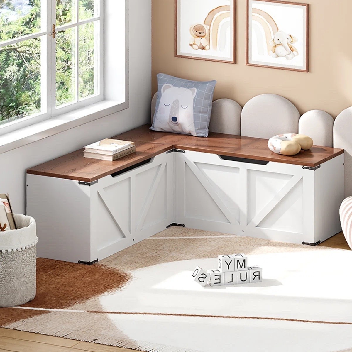 The 45.2” L-Shaped Nook Corner Storage Chest turns an unused corner into a beautifully practical storage solution. Designed with a hinged lift-top and concealed interior storage, this versatile bench can hold blankets, shoes, linens, and everyday essentials while providing additional seating. A smart choice for entryways, bedrooms, living rooms, breakfast nooks, and other spaces where every inch matters. ON SALE and under $250.

Ideas:

* clever corner storage
* stylish organization
* multifunctional furniture
* cozy nook styling
* small-space solution

Keywords:

* corner storage bench
* L-shaped storage bench
* storage bench
* storage chest
* hidden storage
* lift-top storage bench
* blanket storage
* shoe storage bench
* entryway bench
* bedroom storage
* living room furniture
* nook furniture
* small space furniture
* multifunctional furniture
* home organization

#LTKSaleAlert #LTKHome #LTKSeasonal