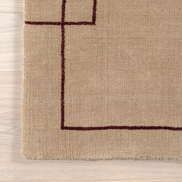 Tan Nile Bordered Wool-Blend Area Rug | Rugs USA