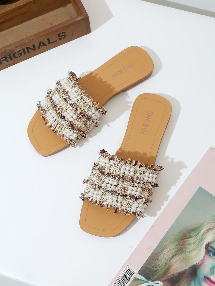Faux Pearl Decor Slide Sandals | SHEIN
