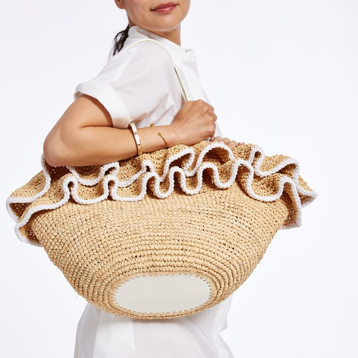 Ruffle Raffia Tote | Mark and Graham