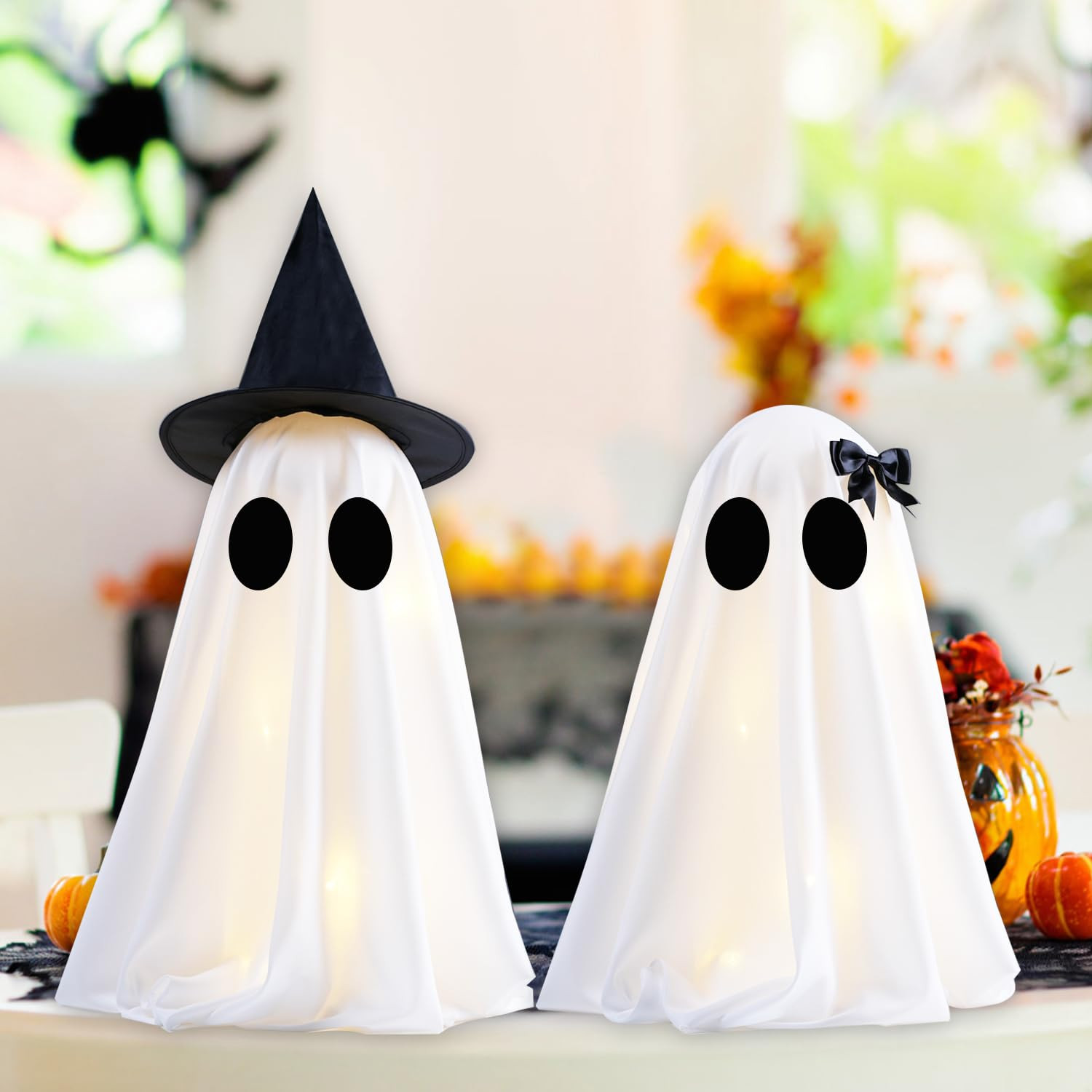 [Timer] Light Up Halloween Ghost Decorations, Set of 2 DIY Spooky Ghosts Crafts, Scary Ghost for ... | Amazon (US)