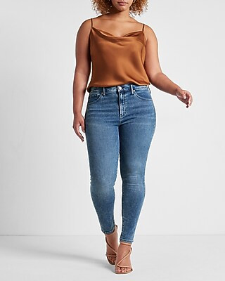 Mid Rise Medium Wash Skinny Jeans | Express