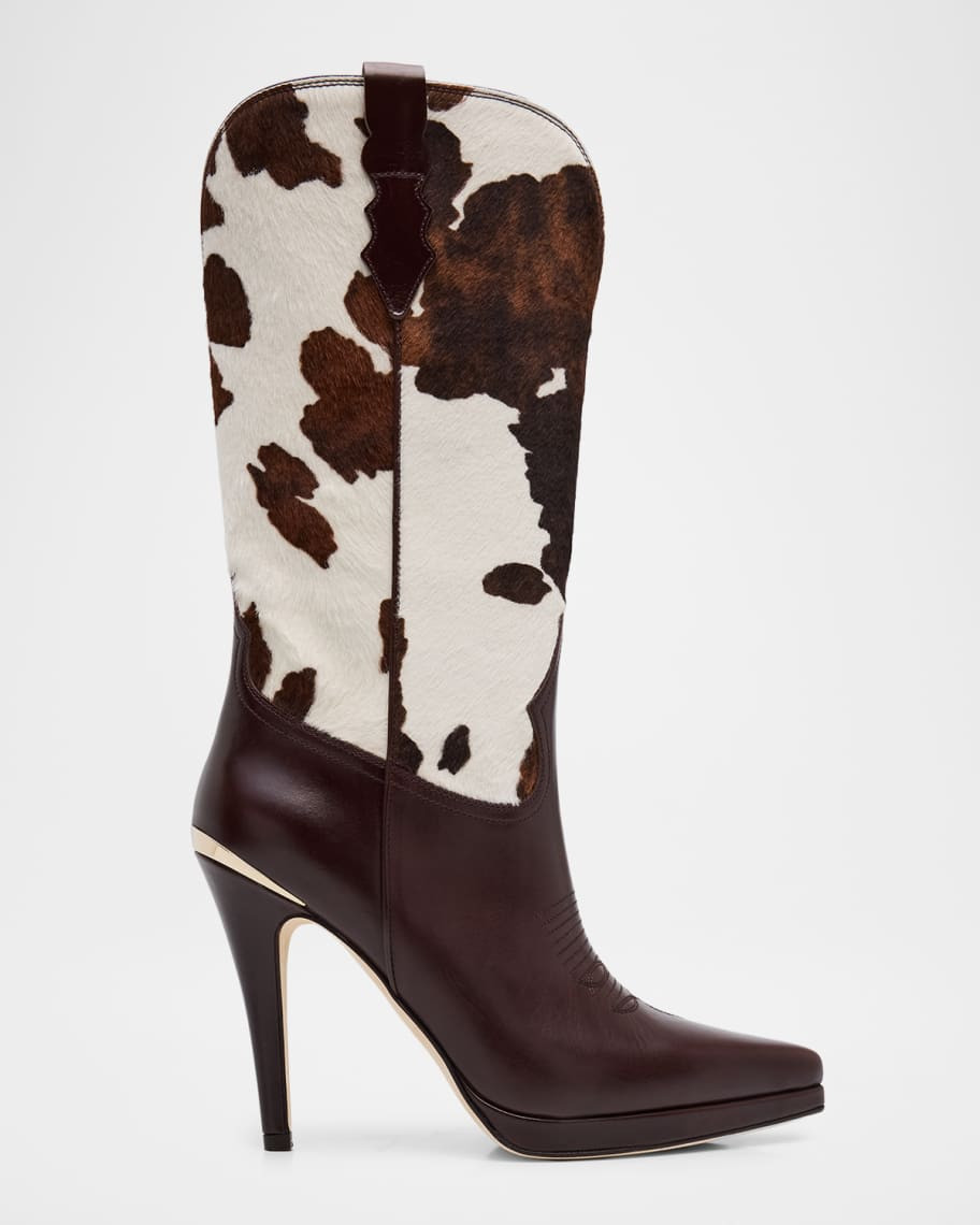 Partlow Izzie Spotted Pony Hair and Leather Stiletto Cowgirl Boots | Neiman Marcus