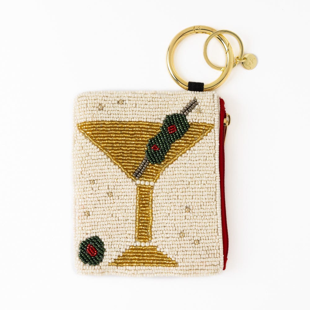 Mary Martini And Olive Beaded Coin Purse Ivory | INK+ALLOY
