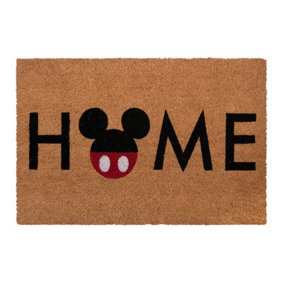 Disney 1'5"x2'5" Mickey Home Coir Doormat Natural: Indoor Outdoor Rectangle, Classic Pattern, Medium Pile, Multicolor | Target