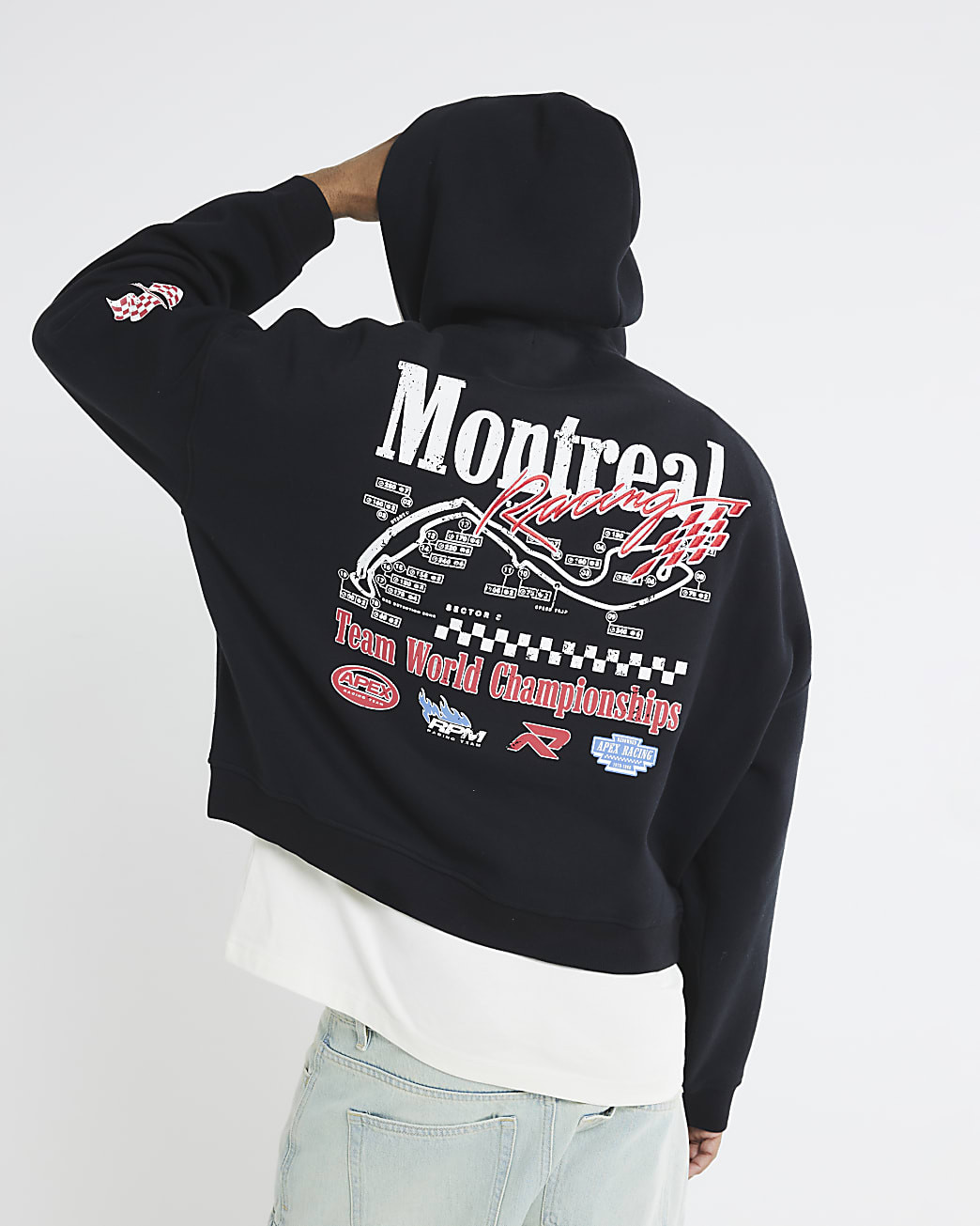 Black Oversized Fit Montreal Racing Hoodie | River Island UK & IE