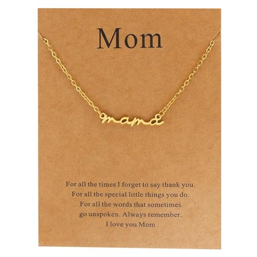 Mama Pendant Necklaces for Wome, Dainty Small 18K Gold Plated Mom Necklace Non Tarnish Gift for Mom, Gift for Mother's Day Mama Gifts(Gold,One Size) | Amazon (US)