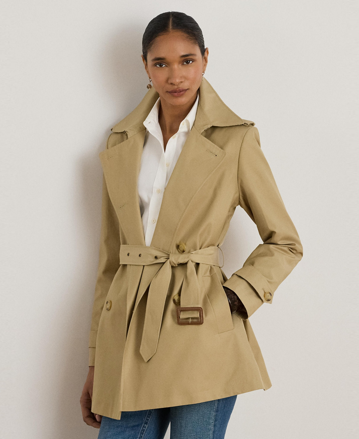 Lauren Ralph Lauren Women's Short Belted Trench Coat - Birch tan | Macy's