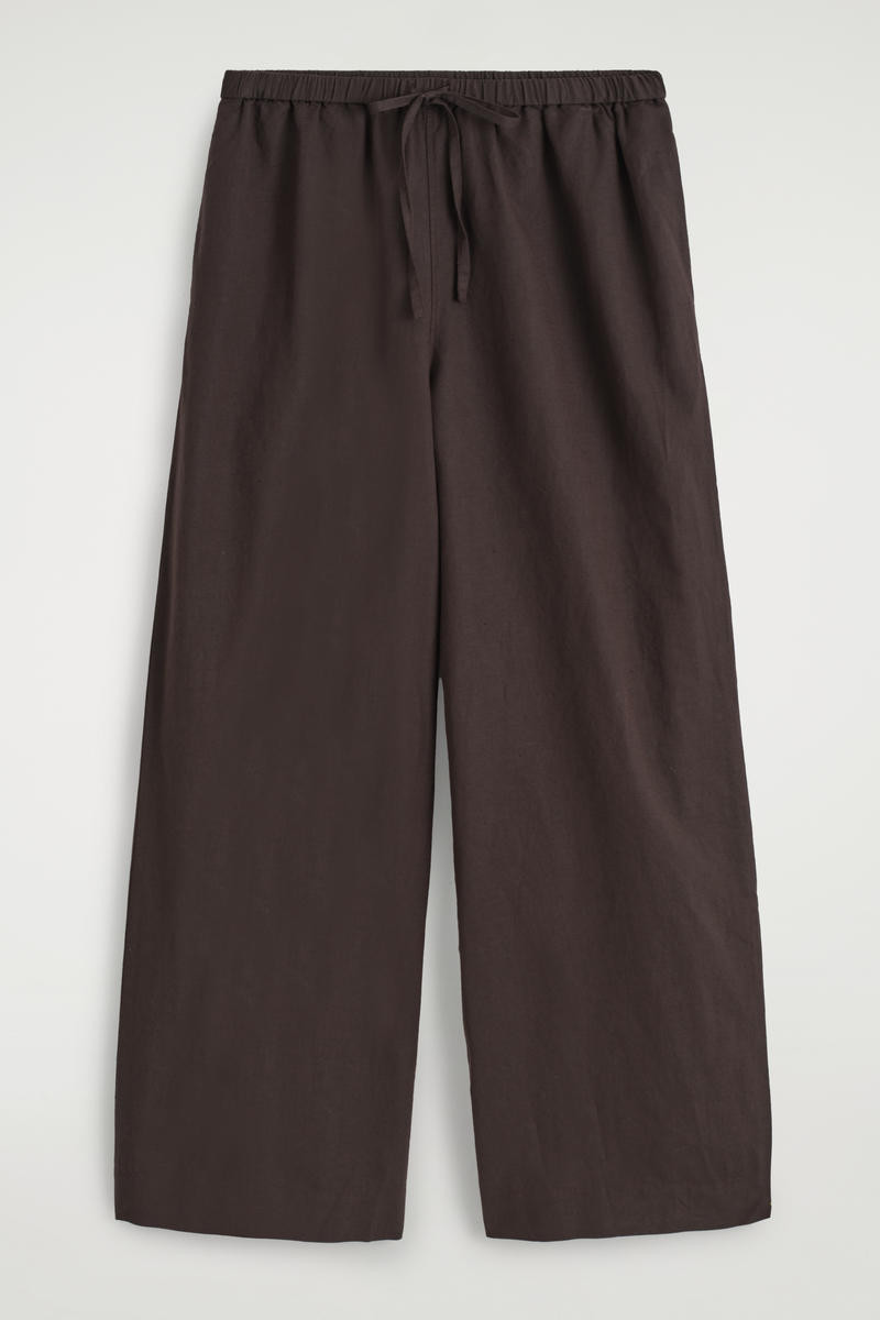 Wide-Leg Linen Drawstring Pants in Brown | COS (US)