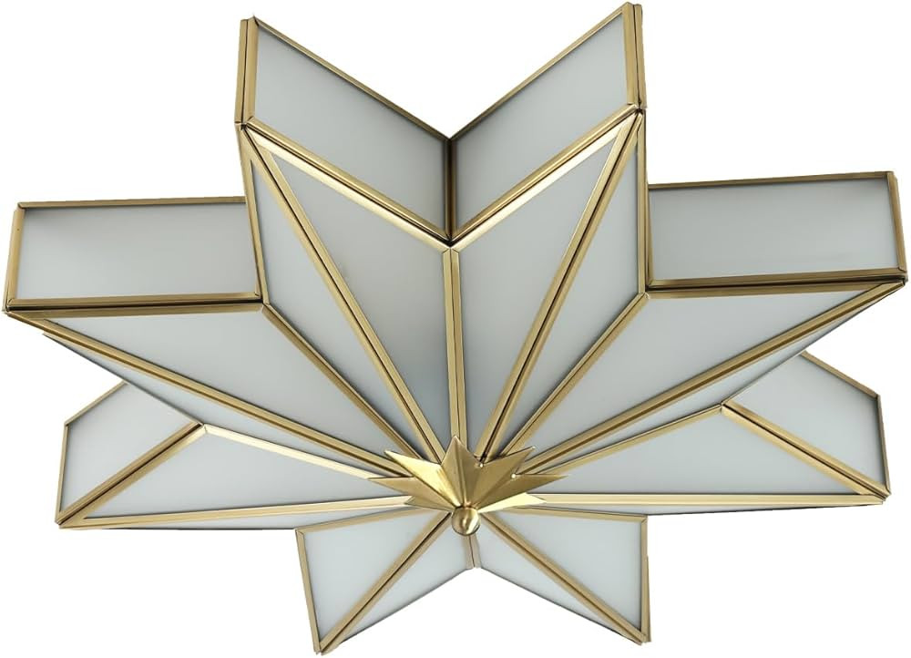 Star Shaped Flush Mount Ceiling Light Brass Ceiling Lighting Fixture, Mid Century 4 Lights Hangin... | Amazon (US)