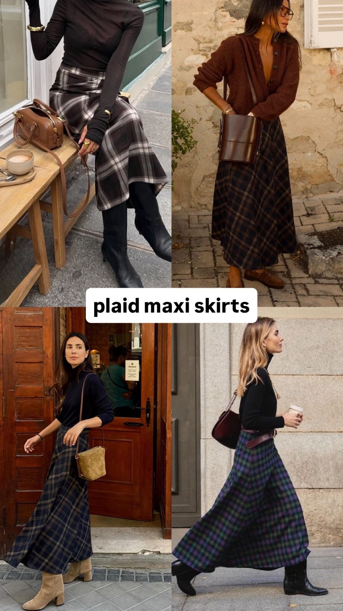 Plaid maxi skirts 