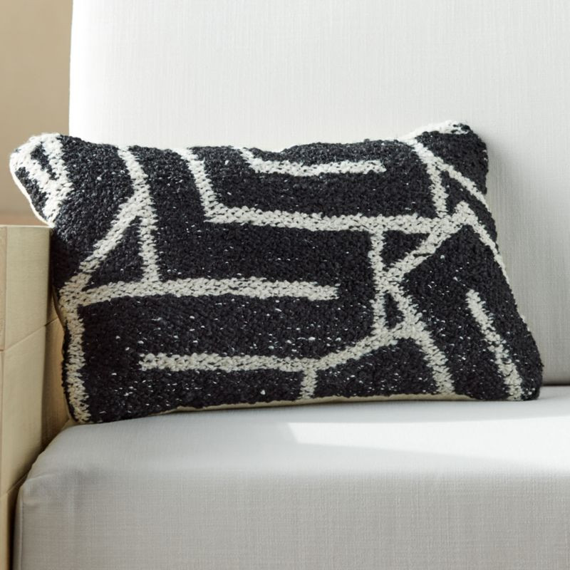 20"x12" Maze Outdoor Black and White Pillow | CB2 | CB2