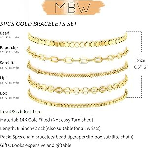 Dainty Simple Gold Bracelets for Women, Stackable Satellite Paperclip Lip Bracelet Set Tiny Lip D... | Amazon (US)