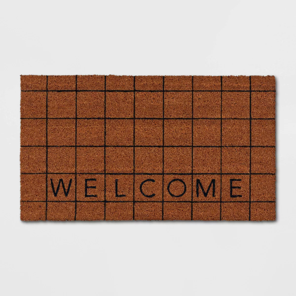 1'4"x2'4" Welcome Grid Rectangular Outdoor Door Mat Black - Room Essentials™ | Target