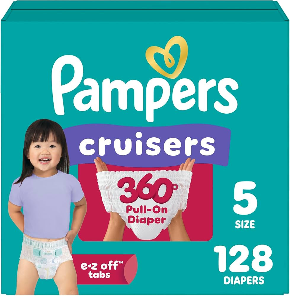 Pampers Diapers - Cruisers 360 - Size 5, 128 Count, Babyproof up to 100% Leakproof Pull-On Diaper | Amazon (US)
