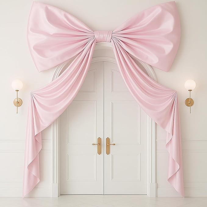 95 x 70 Inches Large Bow Themed Party Decorations Giant Pink Bow Decor Satin Ribbon, Contains Fel... | Amazon (US)