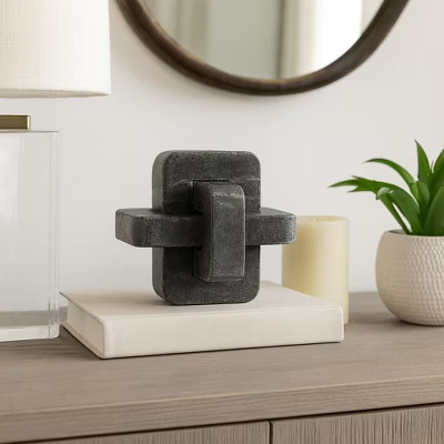Marble Knot Ornament for Office, Living Room, or Coffee Table Decor - Elegant Centerpiece Statues That Bring Boldness to Your Shelf Styling - 5" Black | Target