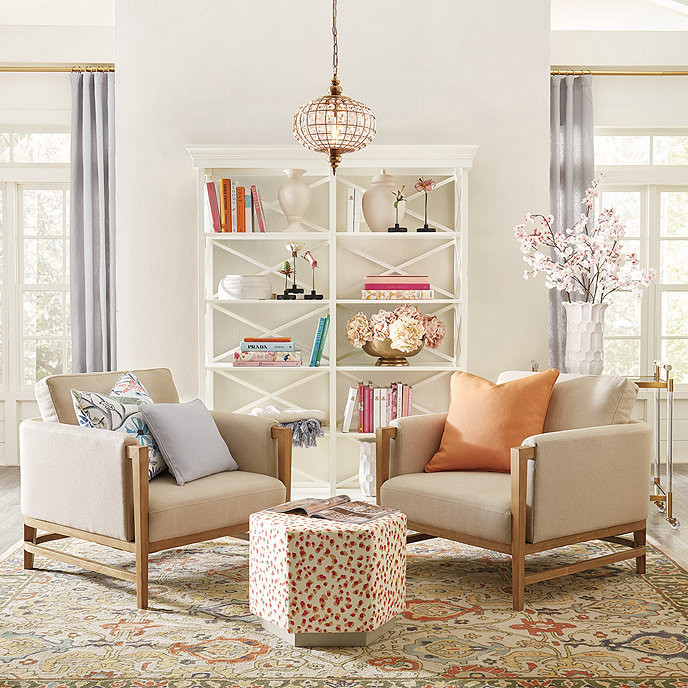 Jaxon Upholstered Armchair in Linen | Ballard Designs, Inc.